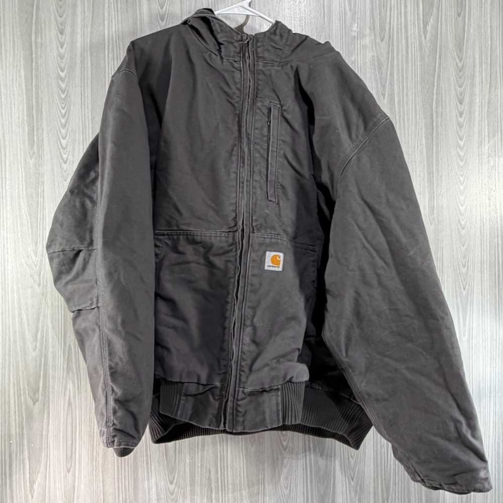 Carhartt Full Swing Hooded Gray Canvas Jacket Mens 4XL Big‎ & Tall Workwear